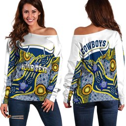 Custom Personalised Cowboys Off Shoulder Sweater North Queensland Indigenous