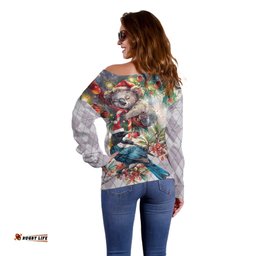 Koala and Tui Bird Christmas in July Off Shoulder Sweater