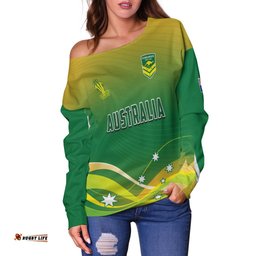 Custom Text and Number Australia Rugby Off Shoulder Sweater Champions RLWC Kangaroos World Cup Rugby