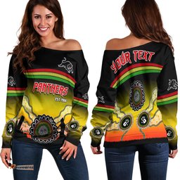 Custom Personalised Panthers Off Shoulder Sweater Go The Mighty Penrith Aboriginal