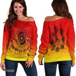 Aboriginal Women's Off Shoulder Sweater Circle Pattern