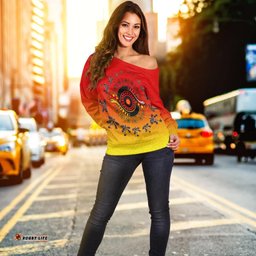 Aboriginal Women's Off Shoulder Sweater Circle Pattern