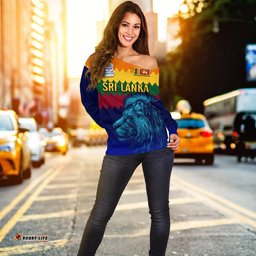 Custom Personalised Sri Lanka The Lions Cricket Men's T20 World Cup Women Off Shoulder Sweater
