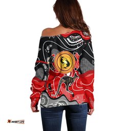 Aboriginal Flag Style Dot Art And Abstract Kangaroo Off Shoulder Sweater
