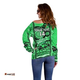 Custom Melbourne Stars Cricket Off Shoulder Sweater Happy Australia Day Aboriginal Art