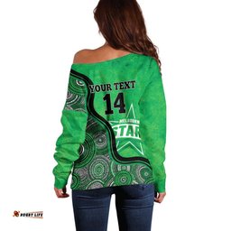 Custom Melbourne Stars Off Shoulder Sweater Indigenous Art Grunge Style