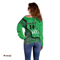 Custom Melbourne Stars Off Shoulder Sweater Indigenous Art Grunge Style