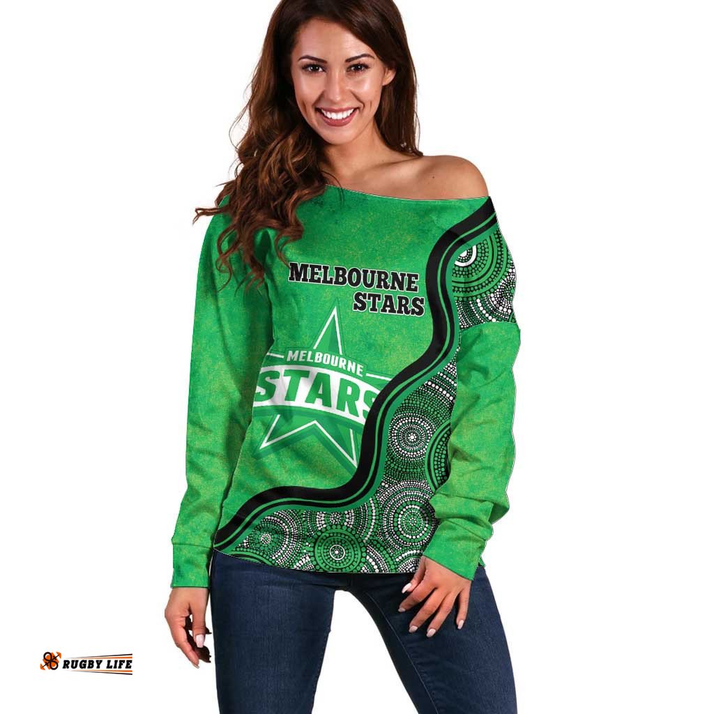 Custom Melbourne Stars Off Shoulder Sweater Indigenous Art Grunge Style