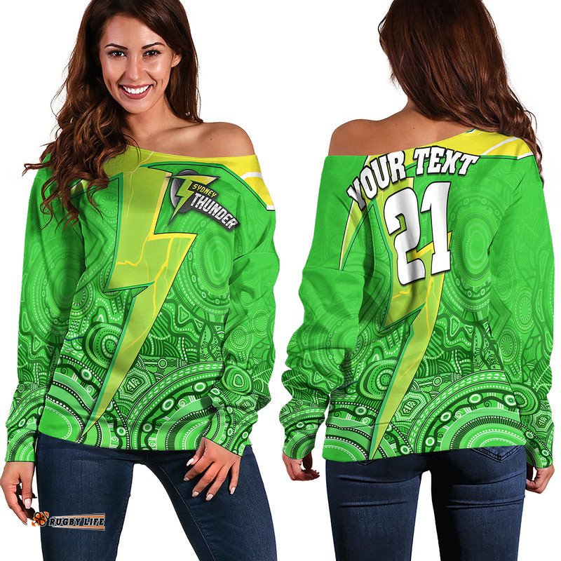 Custom Personalised Sydney Thunder Indigenous Aboriginal Arts Women Off Shoulder Sweater