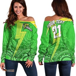 Custom Personalised Sydney Thunder Indigenous Aboriginal Arts Women Off Shoulder Sweater