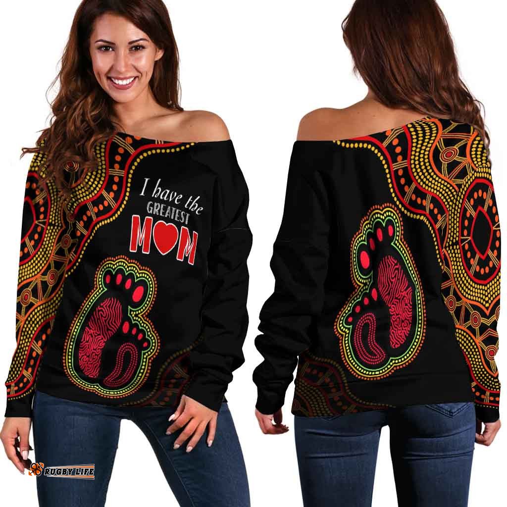 Australia Mother Day Aboriginal Off Shoulder Sweater The Greatest MOM
