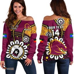 Custom Text And Number Brisbane Broncos Rugby NAIDOC Off Shoulder Sweater For Our Elders Aboriginal