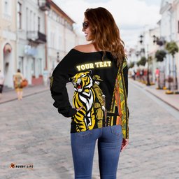 Custom Personalised Richmond Premier Women's Off Shoulder Sweater Tiger And Soldiers