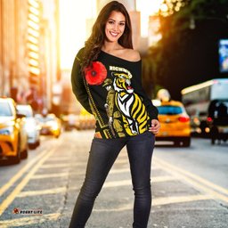 Custom Personalised Richmond Premier Women's Off Shoulder Sweater Tiger And Soldiers