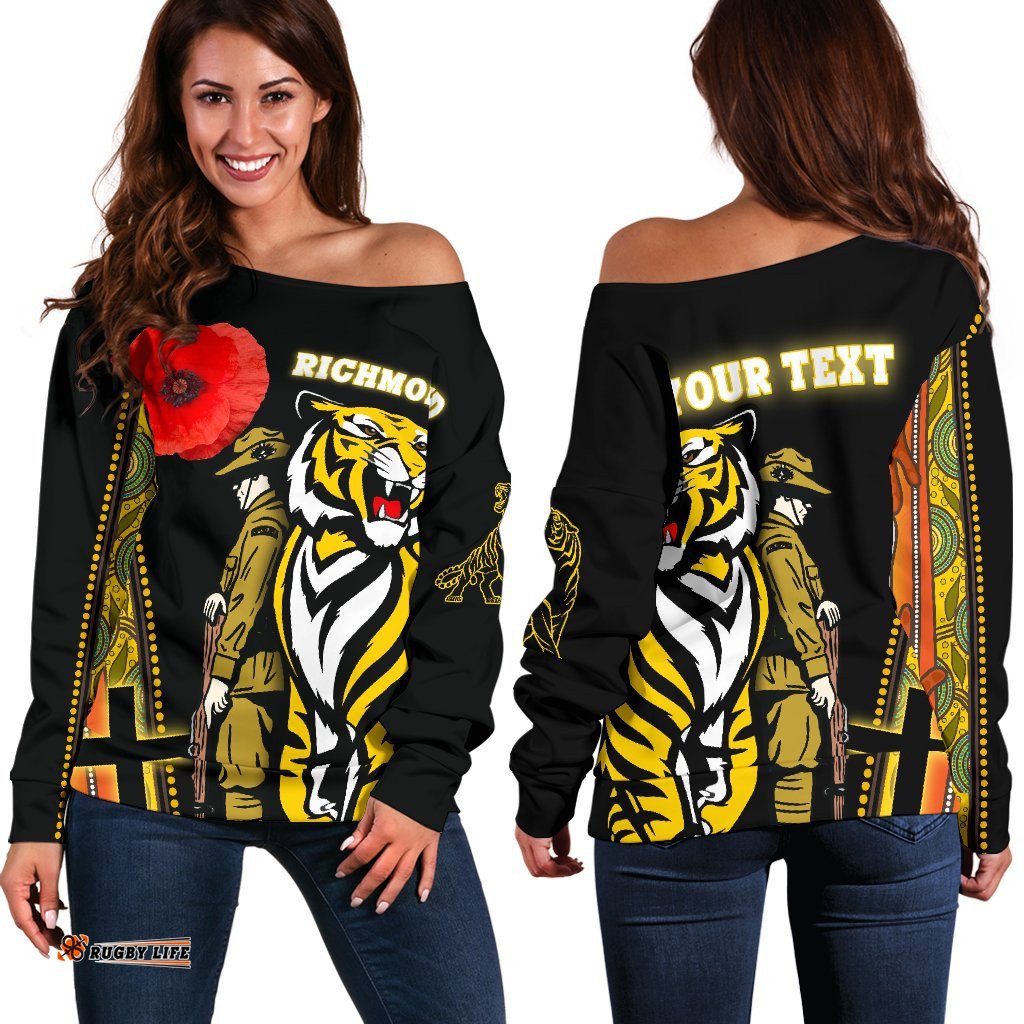 Custom Personalised Richmond Premier Women's Off Shoulder Sweater Tiger And Soldiers