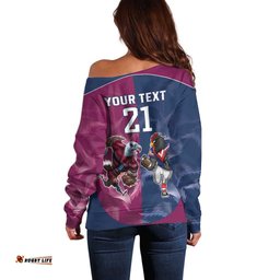 Roosters Sea Eagles Rugby Custom Off Shoulder Sweater Half Grunge Style
