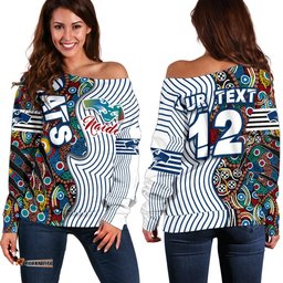 Custom Personalised Geelong Naidoc Week Women's Off Shoulder Sweater Cats Indigenous Version Special
