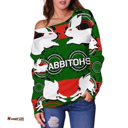 Rabbitohs Women's Off Shoulder Sweater Aboriginal Special
