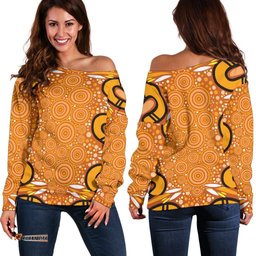 Aboriginal Women's Off Shoulder Sweater Indigenous Art Patterns Ver03