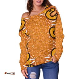 Aboriginal Women's Off Shoulder Sweater Indigenous Art Patterns Ver03