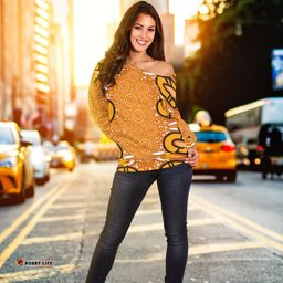 Aboriginal Women's Off Shoulder Sweater Indigenous Art Patterns Ver03
