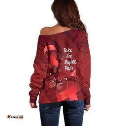 Australia AIDS Awareness Month Off Shoulder Sweater Take The Rights Path Aboriginal Art