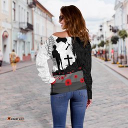 Anzac Day Off Shoulder Sweater, New Zealand Australia Lest We Forget