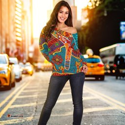 Aboriginal Women's Off Shoulder Sweater Indigenous Boomerang