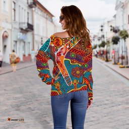 Aboriginal Women's Off Shoulder Sweater Indigenous Boomerang