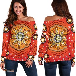 Aboriginal Women's Off Shoulder Sweater Indigenous Art Patterns Ver01