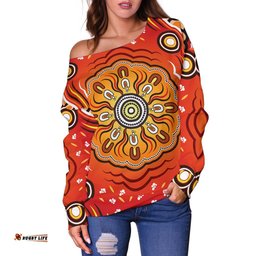 Aboriginal Women's Off Shoulder Sweater Indigenous Art Patterns Ver01
