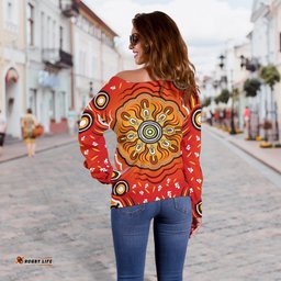 Aboriginal Women's Off Shoulder Sweater Indigenous Art Patterns Ver01