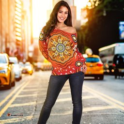 Aboriginal Women's Off Shoulder Sweater Indigenous Art Patterns Ver01