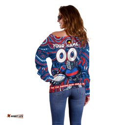 Custom Australia NAIDOC Week 2024 Off Shoulder Sweater Newcastle Knights Mascot Keep The Fire Burning