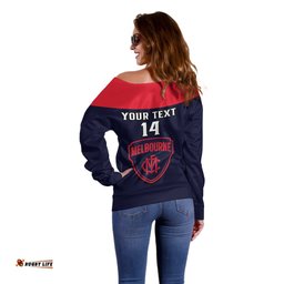 Personalised Melbourne Football Off Shoulder Sweater Go Demons Sporty Style