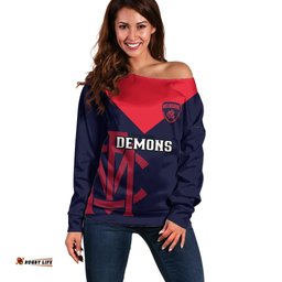 Personalised Melbourne Football Off Shoulder Sweater Go Demons Sporty Style