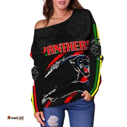 Panthers Women'S Off Shoulder Sweater Claws
