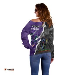 Personalised Storm And Panthers Rugby Off Shoulder Sweater Sporty Style