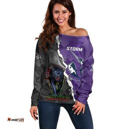 Personalised Storm And Panthers Rugby Off Shoulder Sweater Sporty Style