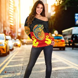 Custom Personalised Eels Indigenous Off Shoulder Sweater Style Aboriginal Flag