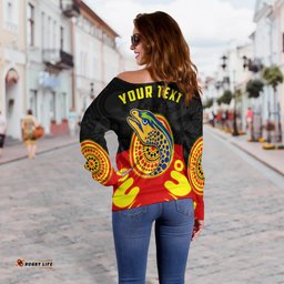 Custom Personalised Eels Indigenous Off Shoulder Sweater Style Aboriginal Flag