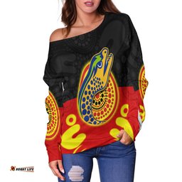 Custom Personalised Eels Indigenous Off Shoulder Sweater Style Aboriginal Flag