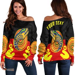 Custom Personalised Eels Indigenous Off Shoulder Sweater Style Aboriginal Flag