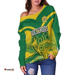 Custom Text and Number Australia Soccer Off Shoulder Sweater Champions Aboriginal Kangaroos World Cup Football Socceroos
