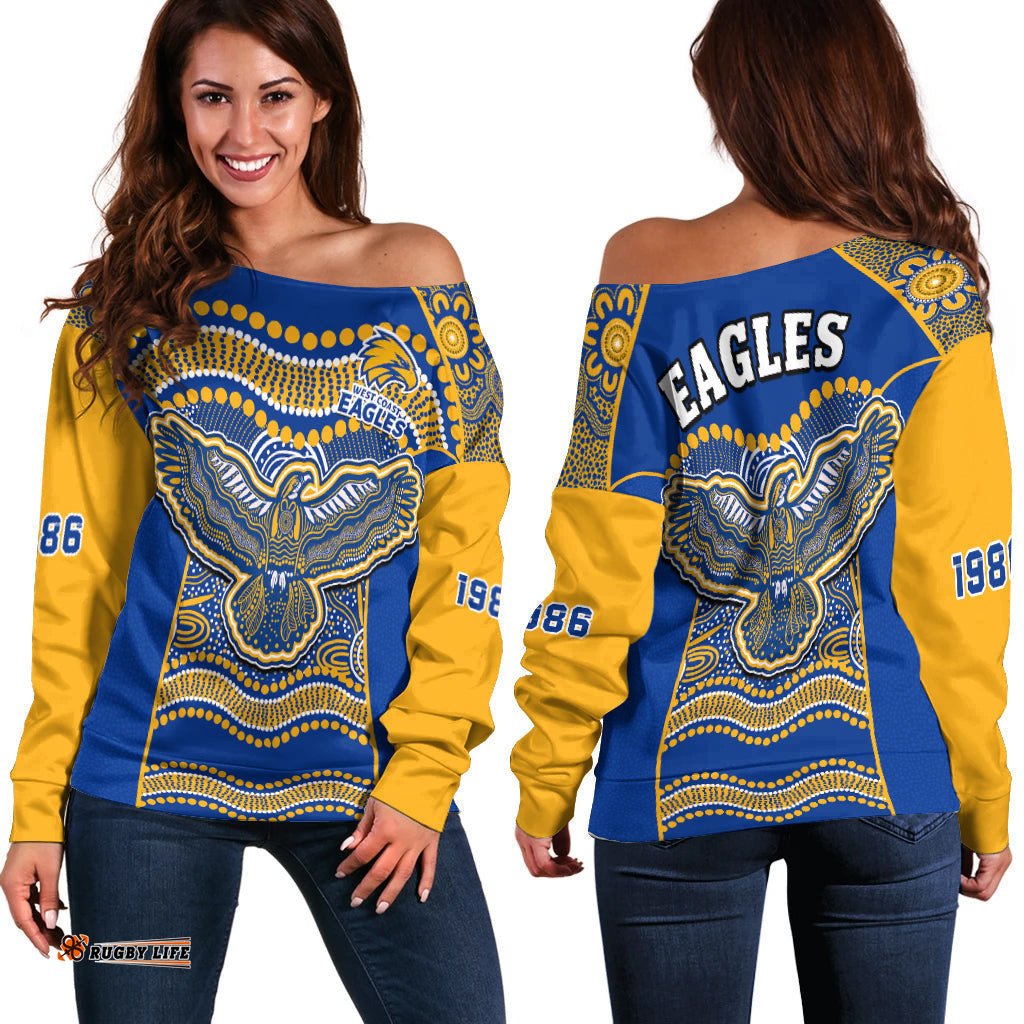 Eagles Football Off Shoulder Sweater West Coast 1986 Aboriginal Sporty Style