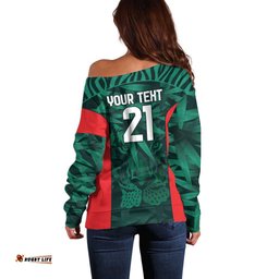 Royal Bengal Tiger Bangladesh Cricket Custom Off Shoulder Sweater The Red and Green Version