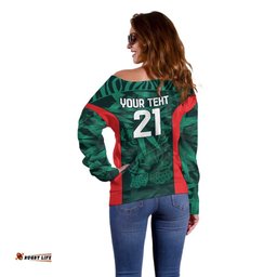 Royal Bengal Tiger Bangladesh Cricket Custom Off Shoulder Sweater The Red and Green Version