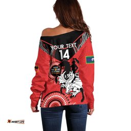 Custom NRL Dragons NAIDOC Week Off Shoulder Sweater Keep The Fire Burning Indigenous Art