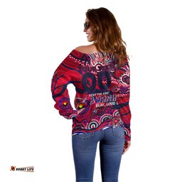 Custom NAIDOC Week 2024 Demons Off Shoulder Sweater Aboriginal Animals Keep The Fire Burning