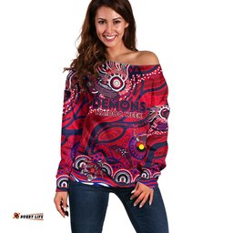 Custom NAIDOC Week 2024 Demons Off Shoulder Sweater Aboriginal Animals Keep The Fire Burning